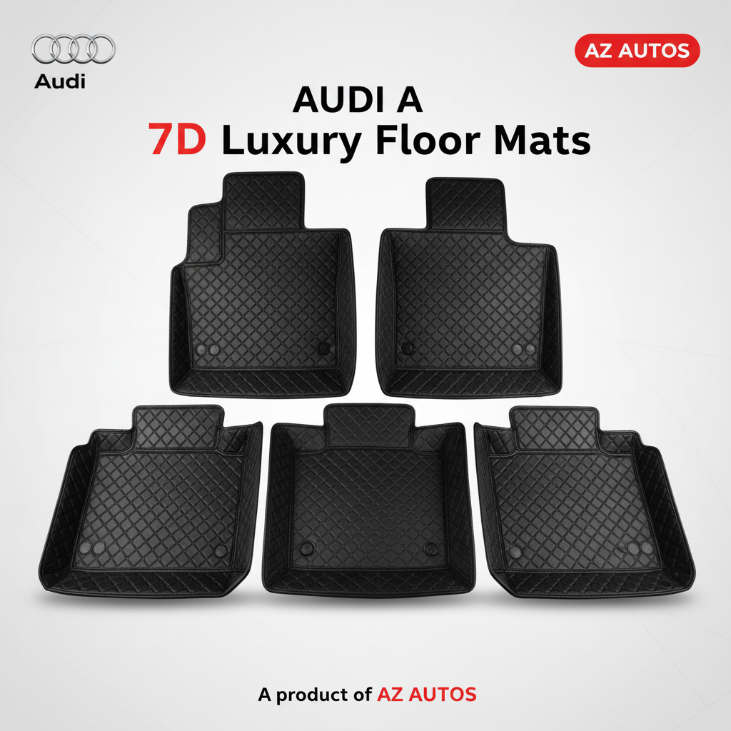 Audi A6 7D Luxury Floor Mats - Black - 3 Pcs Set - Model 2011-2018