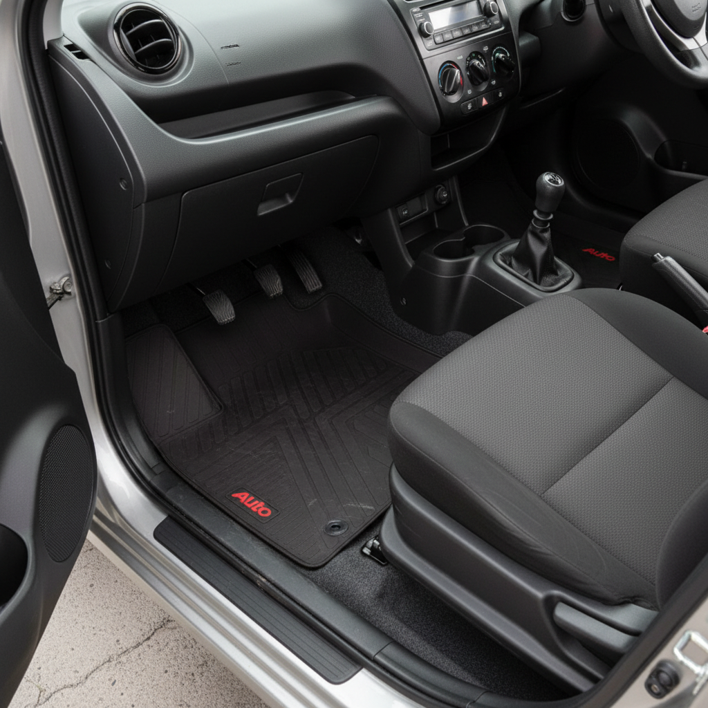 Suzuki Alto Custom Fit PVC Rubber Floor Mat Black Mix Design 3 Pcs - Model 2018-2024