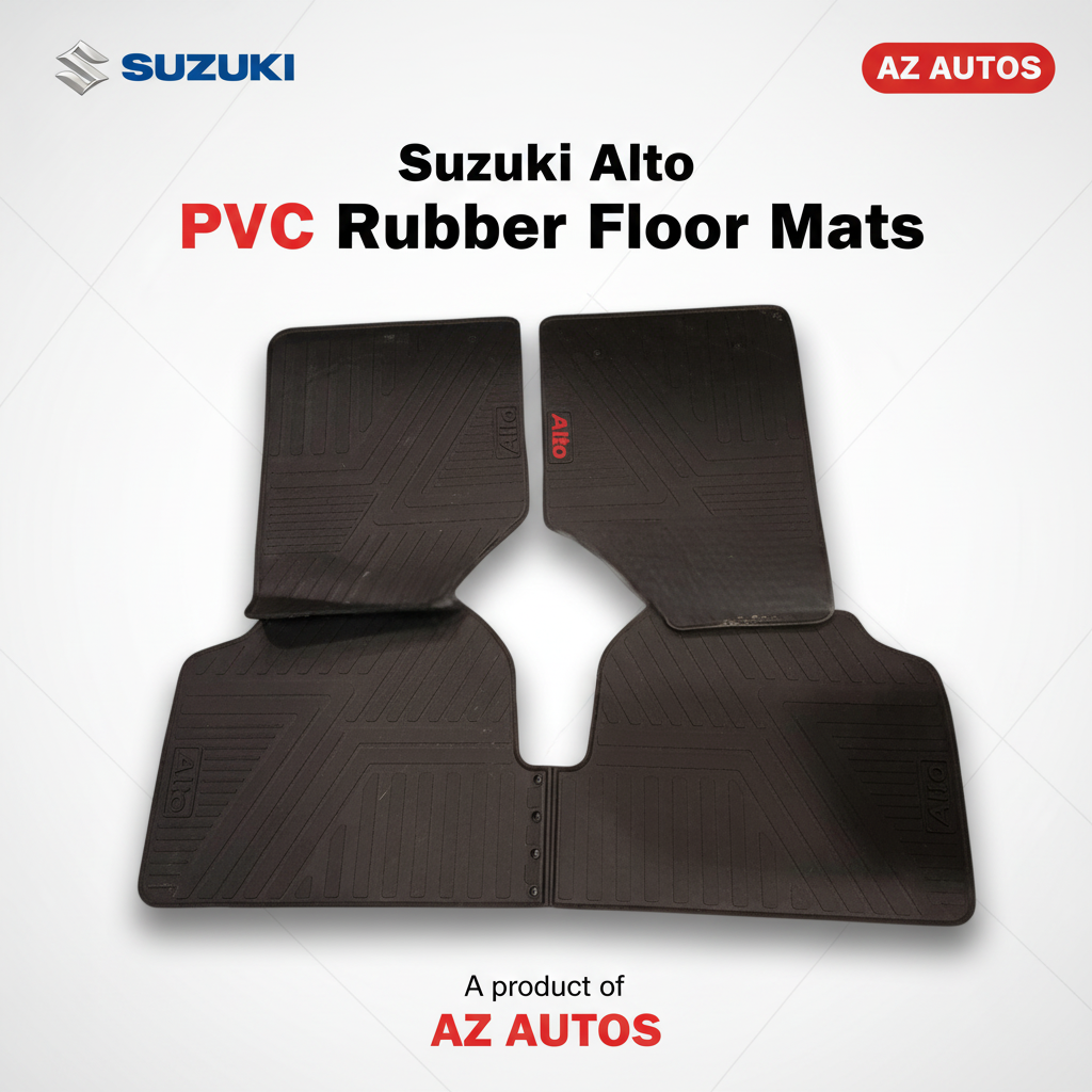 Suzuki Alto Custom Fit PVC Rubber Floor Mat Black Mix Design 3 Pcs - Model 2018-2024