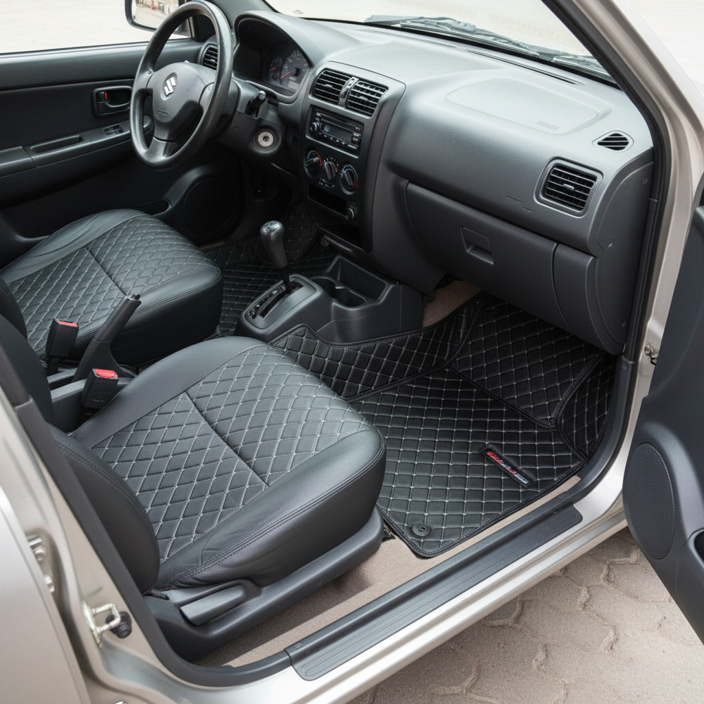 Suzuki Mehran 7D Custom Floor Mats - Black - 3 Pcs Set 2012-2017