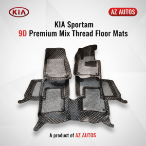KIA Sportage 9D Floor Mats Mix Thread Black With Grey Grass 3 Pcs – – Multi Color Thread