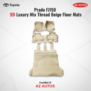 Toyota Prado FJ150 9D Floor Mats Mix Thread Grass 5 Pcs 2009-2021 – Beige With Beige