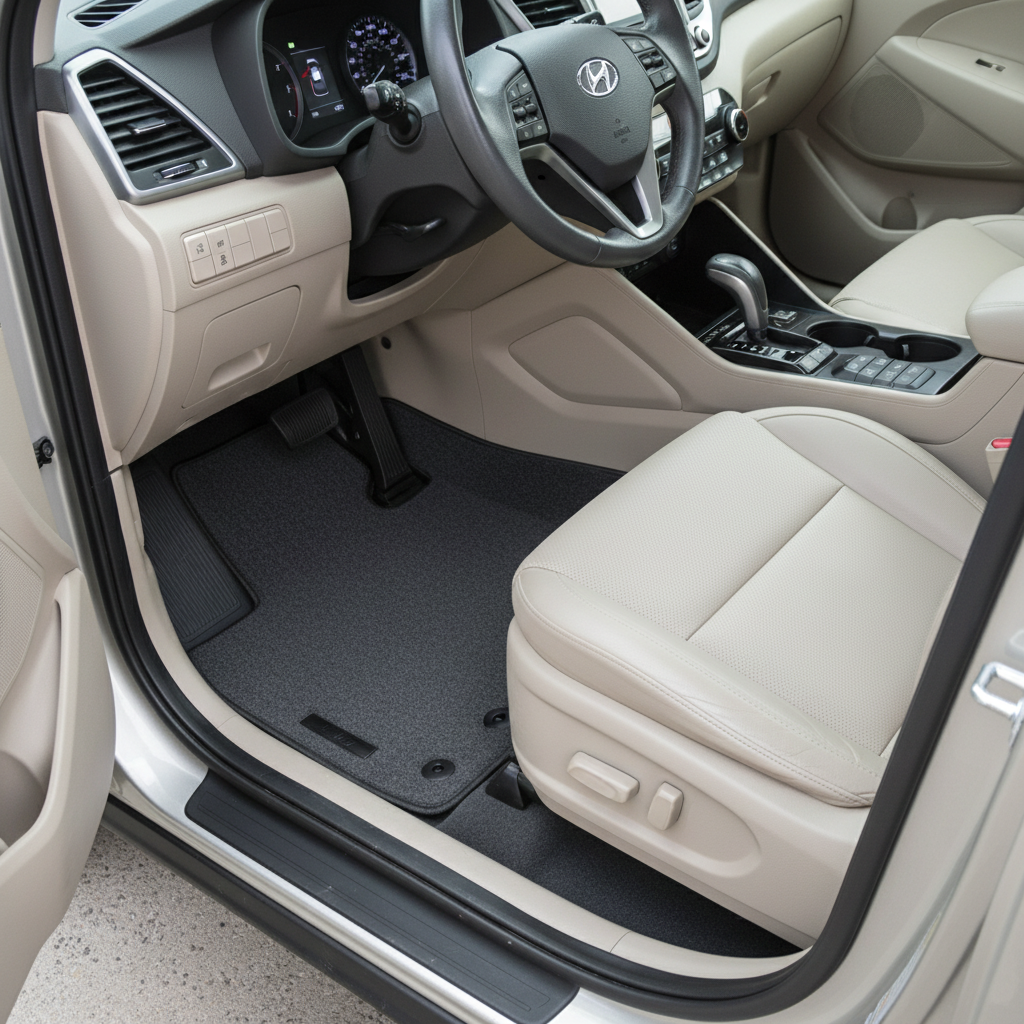 Hyundai Tucson Irani Custom Tufted Floor Mat Gray Mix Design - Model 2020-2024