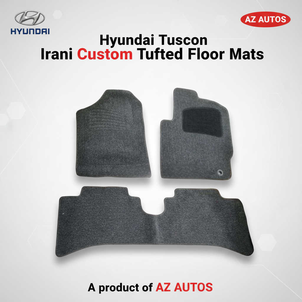 Hyundai Tucson Irani Custom Tufted Floor Mat Gray Mix Design - Model 2020-2024