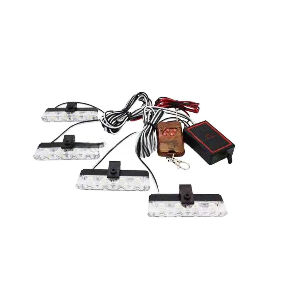 Police Flasher 4 LED With Remote Control 4 PC - Flasher Lights | Police Flasher Lights For Cars