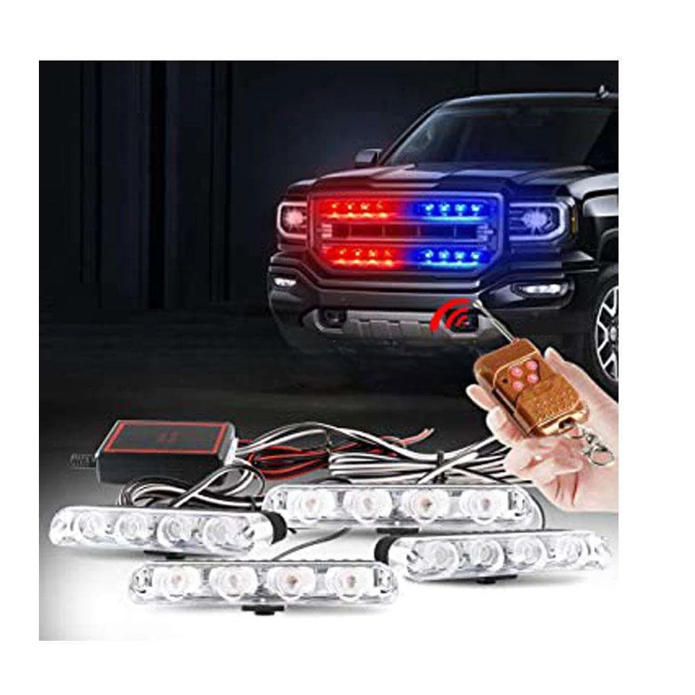 Police Flasher 4 LED With Remote Control 4 PC - Flasher Lights | Police Flasher Lights For Cars