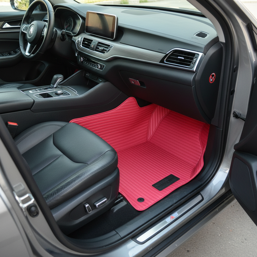 MG HS 7D Lining Floor Mats - Red - 3 Pcs Set - Model 2020-2025