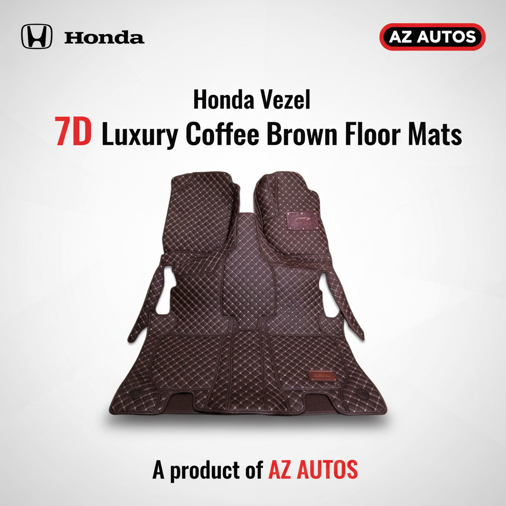 Honda Vezel 7D Floor Mats - Coffee - 3 Pcs Set - Model 2013-2021