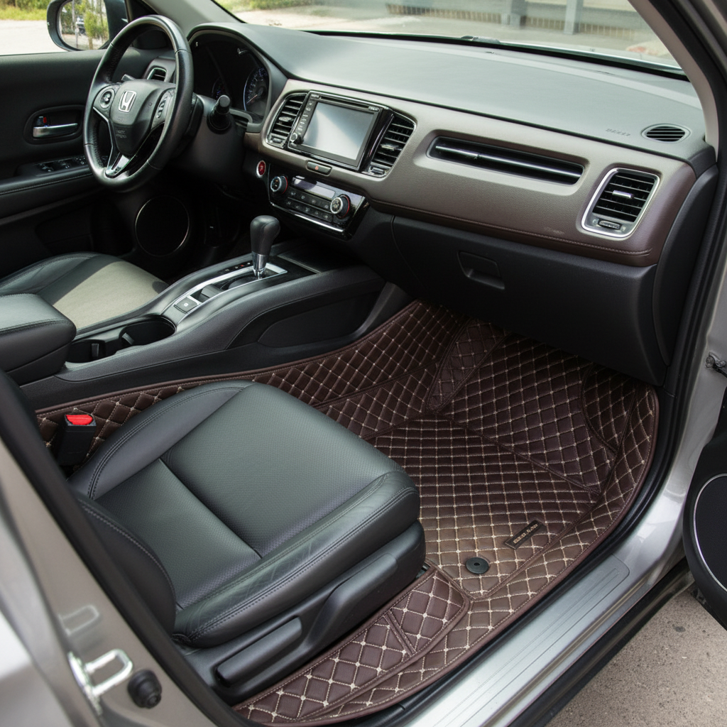 Honda Vezel 7D Floor Mats - Coffee - 3 Pcs Set - Model 2013-2021