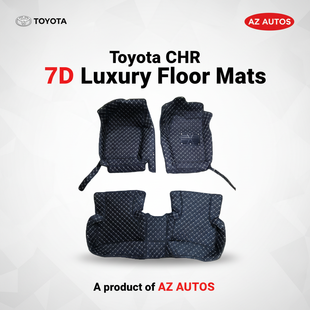 Toyota CHR 7D Floor Mats - Black - 3 Pcs Set - Model 2017-2021