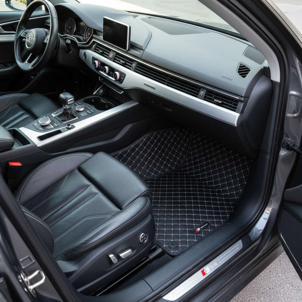 Audi A4 7D Luxury Floor Mats - Black - 3 Pcs Set - Model 2016-2018