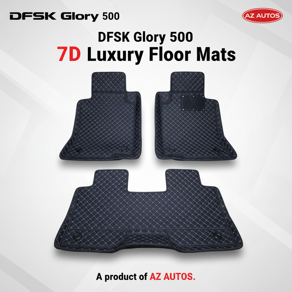 DFSK Glory 500 7D Floor Mats - Black 3 Pcs Set - Model 2020-2025