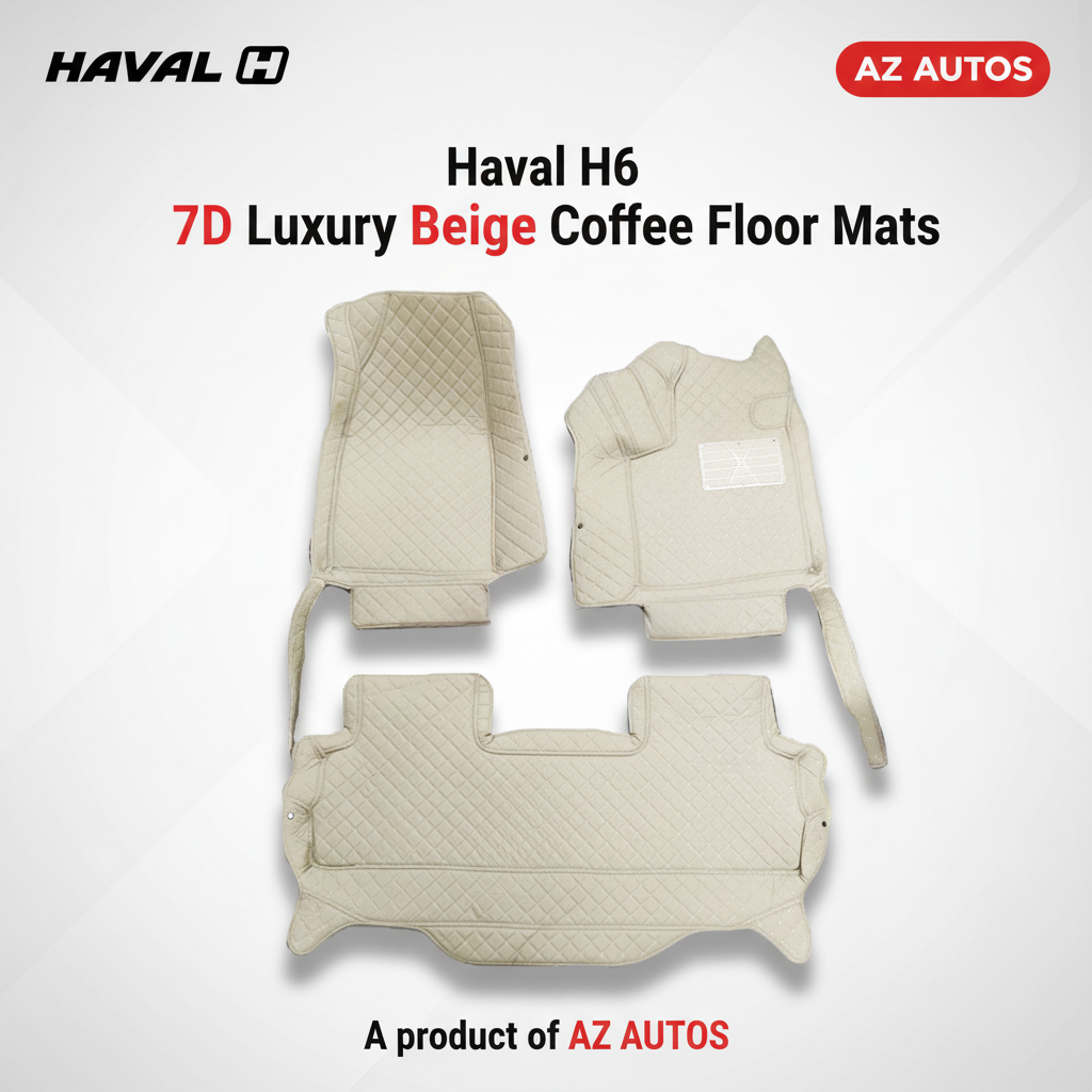 Haval H6 7D Floor Mats - Beige - 3 Pcs Set - Model 2021-2025