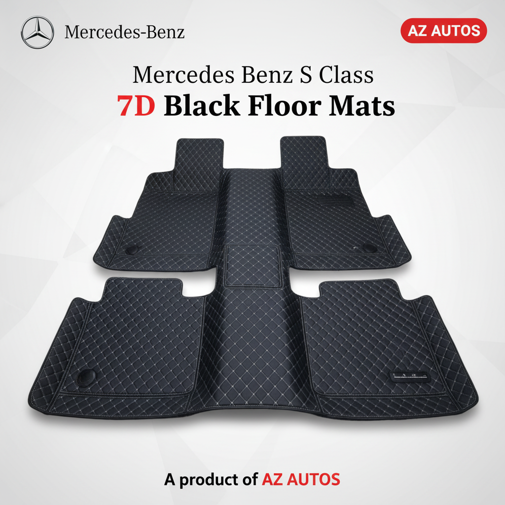 Mercedes Benz S Class 7D Floor Mats - Black - 3 Pcs 2014-2018
