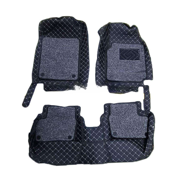 KIA Picanto 9D Custom Floor Mat Mix Thread Grass 3 Pcs 2019-2024 - Black With Grey