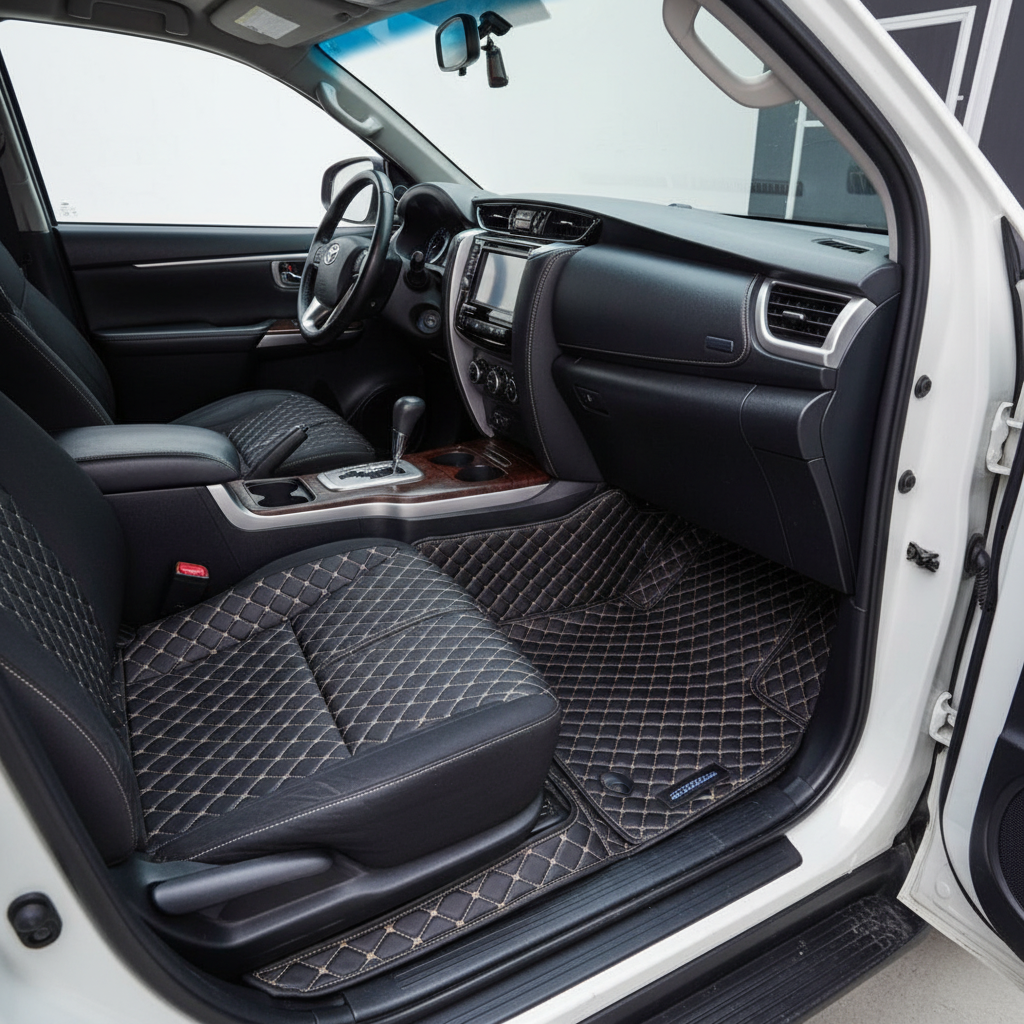 Toyota Fortuner 7D Floor Mats - Black -5 Pcs Set- Model 2016-2021