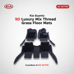 Kia Sorento 9D Lining Floor Mats Mix Thread Grass 3 Pcs 2021-2024 – Black With Black