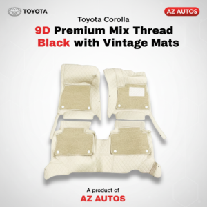 Toyota Corolla 9D Stitched Floor Mat Mix Thread Grass 3 Pcs 2014-2021 – Black With Vintage Red