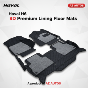 Haval H6 9D Floor Mats Mix Thread Grass 3 Pcs – Model 2021-2024 – Black With Grey