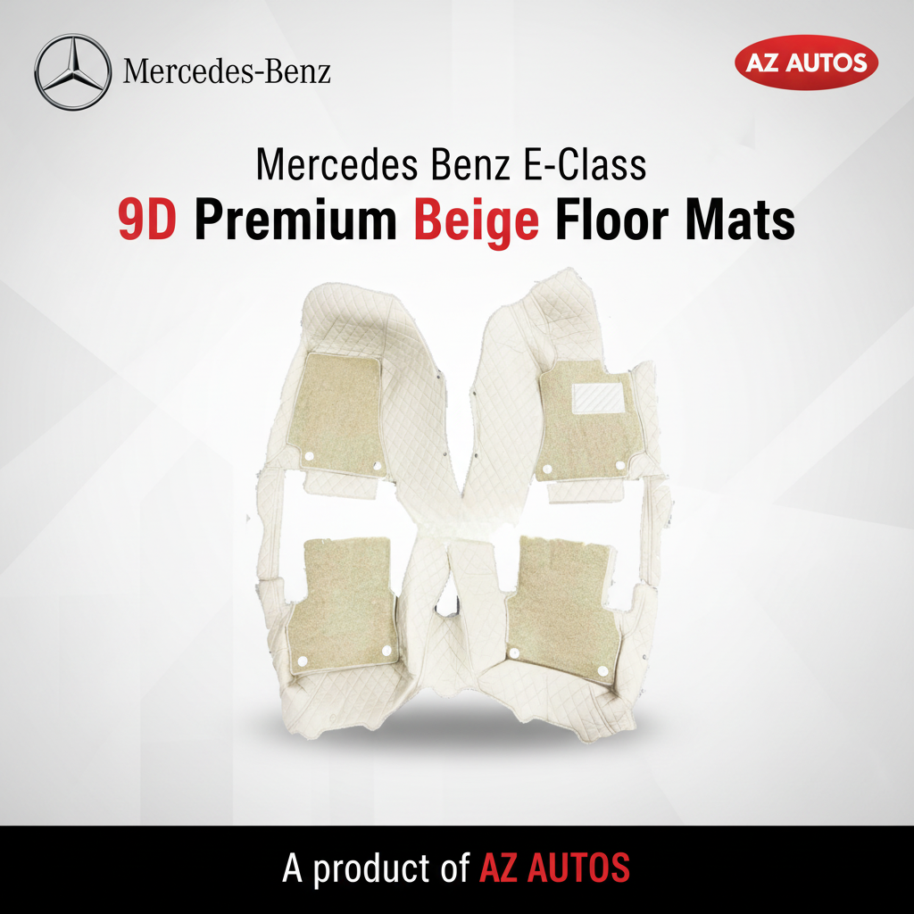 Mercedes Benz E-Class 9D Floor Mats Mix Thread Grass 3 Pcs 2016-2018 - Beige With Beige