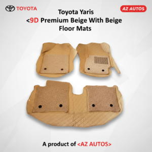 Toyota Yaris 9D Floor Mats Mix Thread Grass 3 Pcs – Model 2020-2021 – Beige With Beige