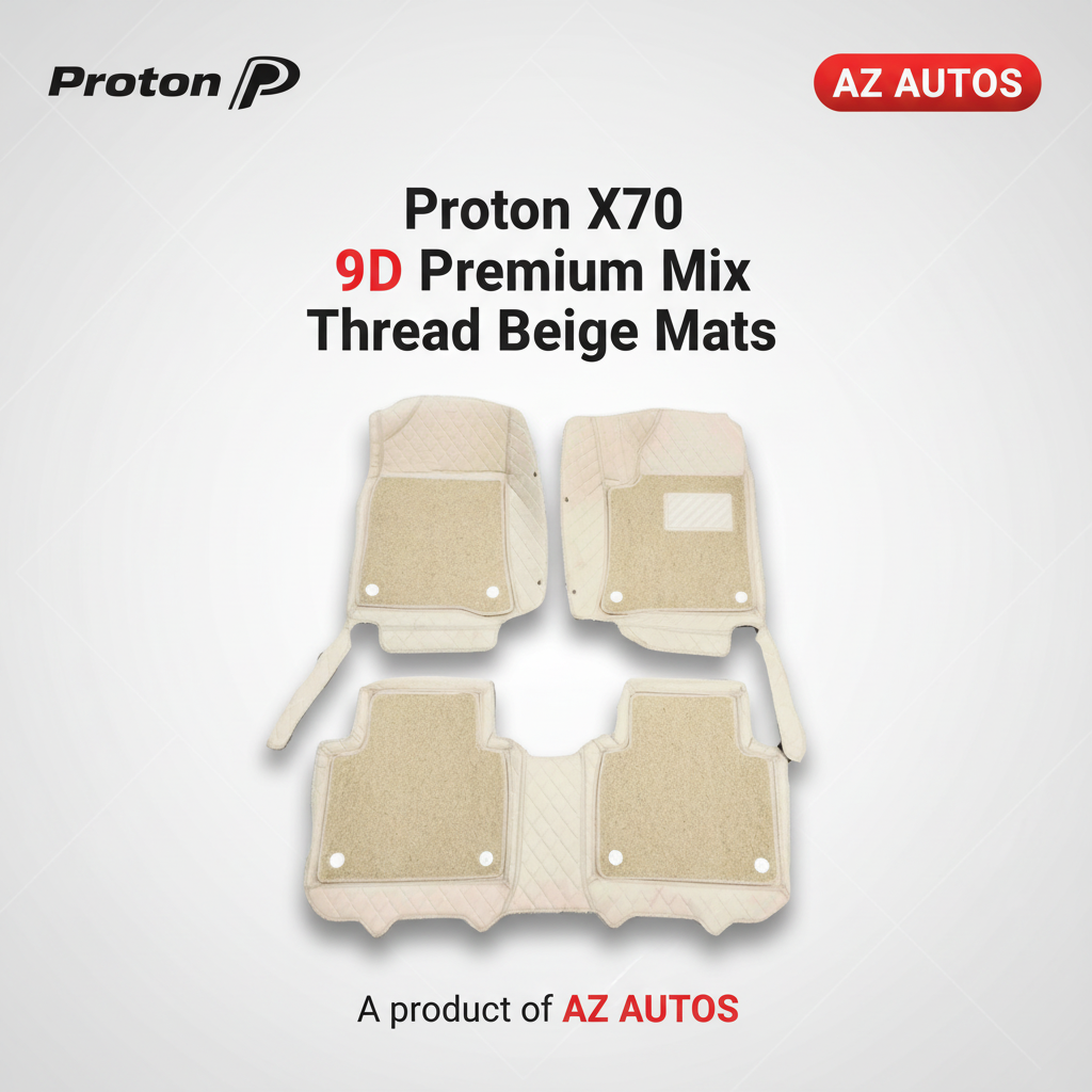 Proton X70 9D Floor Mix Thread Mats Grass 3 Pcs 2021-2024 - Beige With Beige