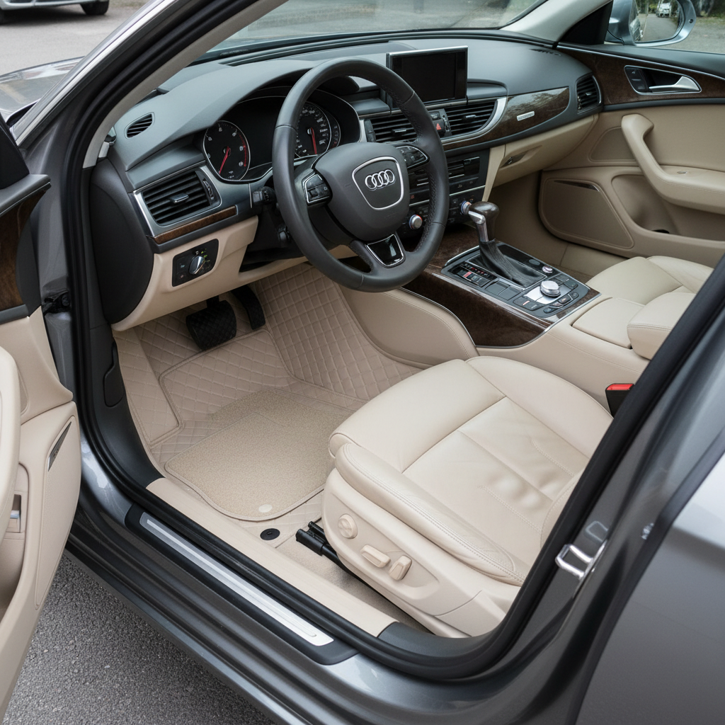 Audi A6 9D Floor Mats Mix Thread Beige With Beige Grass 3Pcs 2011-2018