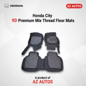 Honda City 9D Floor Mats Mix Thread Black And Grey 3Pcs 2008-2021
