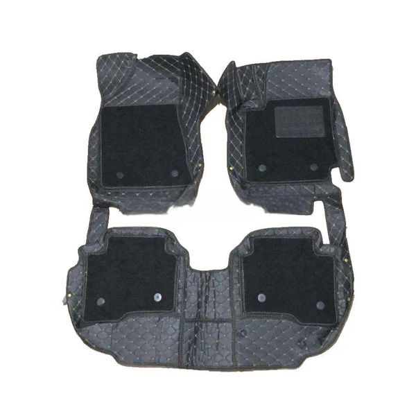 Changan Alsvin 9D Floor Mats Mix Thread Grass 3 Pcs 2021 - 2025 - Black With Black