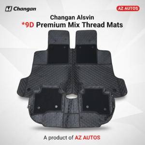 Changan Alsvin 9D Floor Mats Mix Thread Grass 3 Pcs 2021 – 2025 – Black With Black