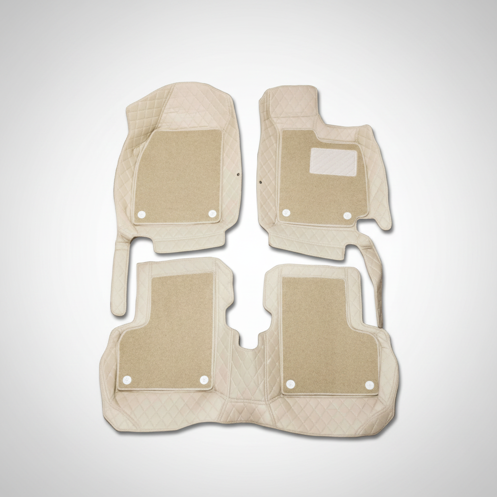 Proton Saga 9D Floor Mats Mix Thread Grass 3 Pcs 2021 - 2025 - Beige With Beige