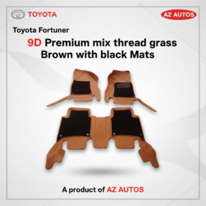 Toyota Fortuner 9D Floor Mats Mix Thread Grass 3PC – Model 2016-2021 – Brown With Black