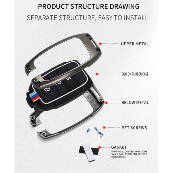 Hyundai Tucson Key Cover With Metal Shell - Model 2020-2024