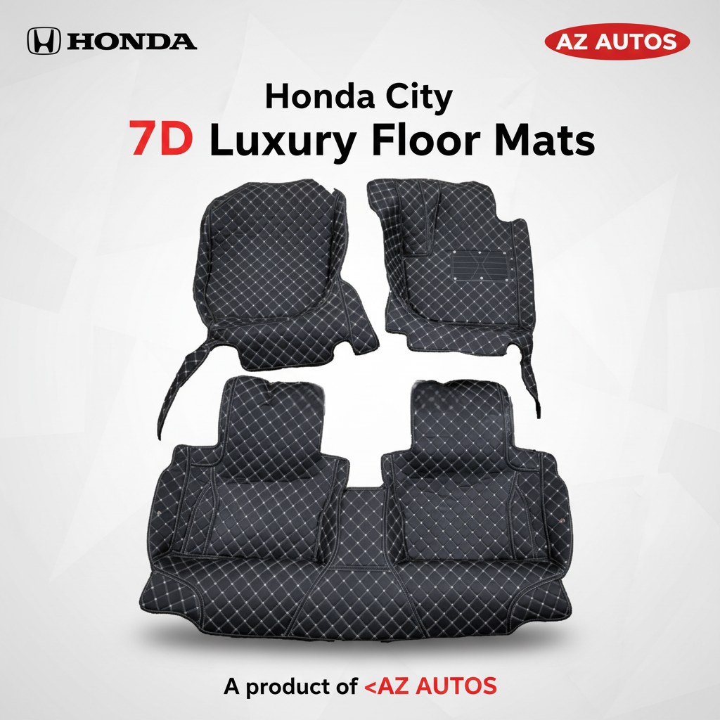 Honda City 7D Floor Mats - Black - 3 Pcs Set - Model 2008-2025