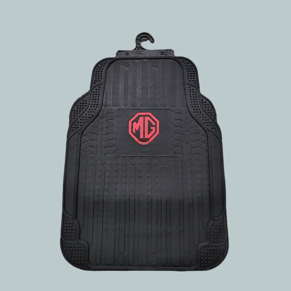 MG Universal PVC Rubber Floor Mat Black Red Mix Design 5 Pcs - Rubber Floor Mats - Car Mats - Foot Mat For Car