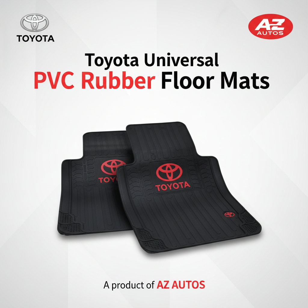 Toyota Universal PVC Rubber Floor Mat Black Mix Design - 5 Pcs - Pvc Floor Mats | Car Mats | Vehicle Mats | Foot Mat For Car