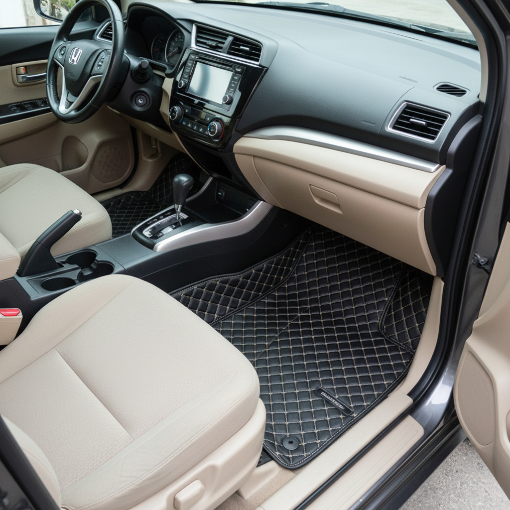 Honda BRV 7D Floor Mats - Black - 4 Pcs Set - Model 2017-2021