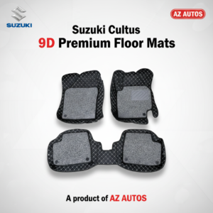 Suzuki Cultus 9D Floor Mats Mix Thread – Model 2017-2022 – Black With Grey Grass