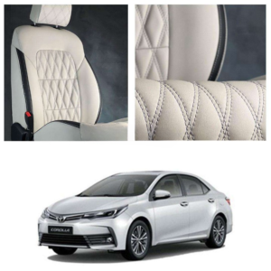 Toyota Corolla Diamond Cut Beige Black Seat Covers – Model 2014-2021