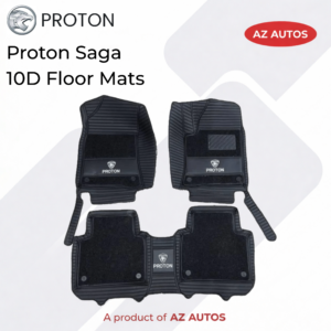 Proton Saga 10D Floor Mats Black With Black Grass 3 Pcs – Model 2021-2022