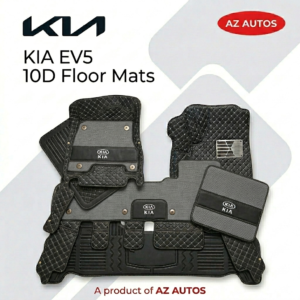 KIA EV5 10D Floor Mat – Black With Grey Grass 2024-2025 – Mix Thread – 3 Pcs Set