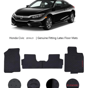 Honda Civic PVC Rubber Floor Mat Custom Fit Grey & Red Mix Design 3 Pcs – Model 2016-2021