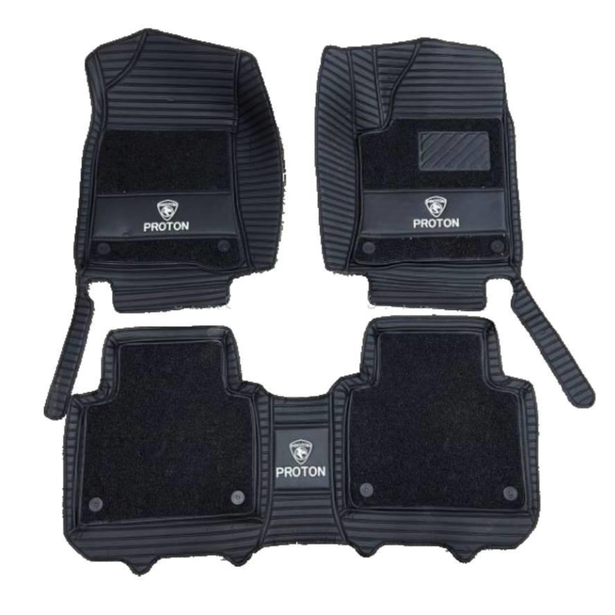 Proton Saga 10D Floor Mats Black With Black Grass 3 Pcs – Model 2021-2022