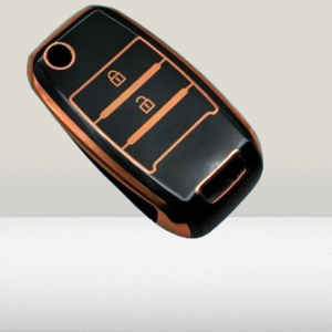 KIA Picanto Used Black With Golden 2 Buttons Jack knife TPU Plastic Protection Key Cover – Model 2019-2024