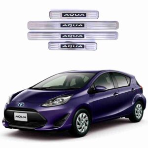 LED Door Sill Protector Plates – Door Sill Scuff Plate Cover Trim – 4 Pcs for Toyota Aqua 2010 to 2015