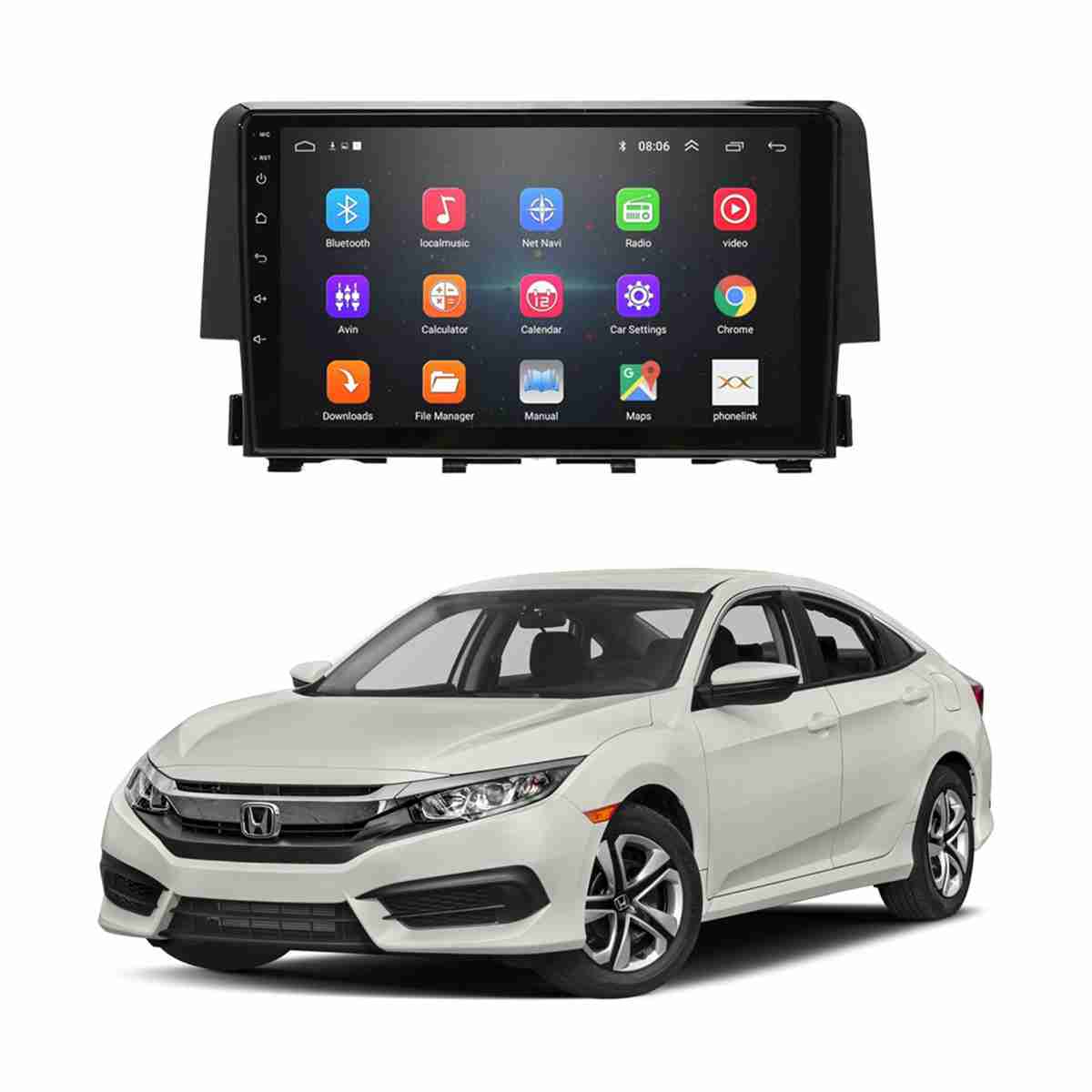 Honda Civic Model 2016 to 2019 – Android Panel HD Player IPS Display Multimedia System