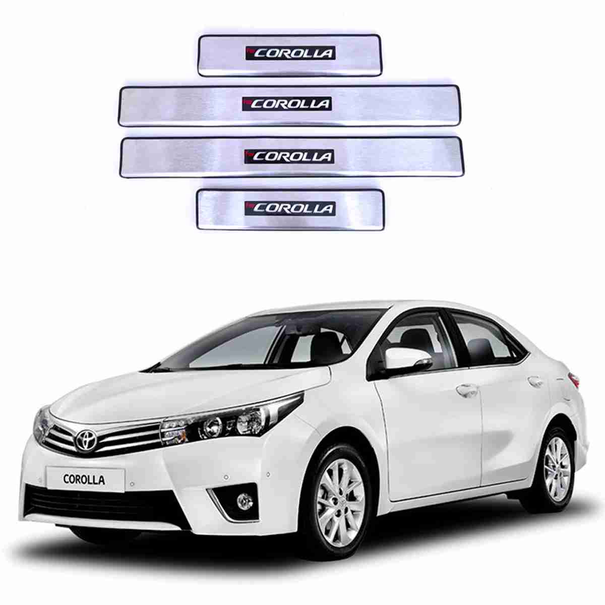 LED Door Sill Protector Plates – Door Sill Scuff Plate Cover Trim Style A – 4 Pcs for Toyota Corolla 2014 to 2017