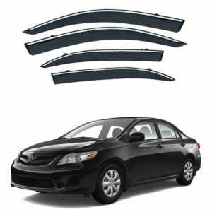 Toyota Corolla 2012 to 2014 – Black Tinted Chrome Trim Air Press – Door Window Visor – Vent Shade – Sun Guard
