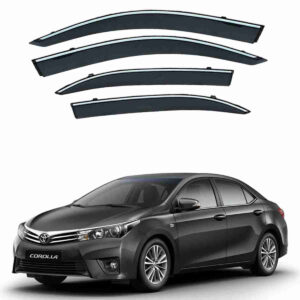 Toyota Corolla 2014 to 2017 – Black Tinted Chrome Trim Air Press – Door Window Visor – Vent Shade – Sun Guard