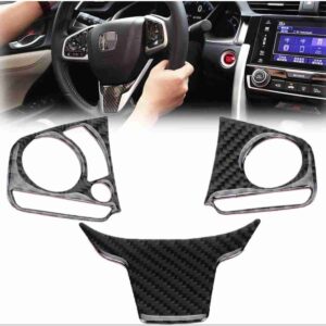 Carbon fiber Steering Multimedia 3Pcs For Honda Civic 2016 to 2021